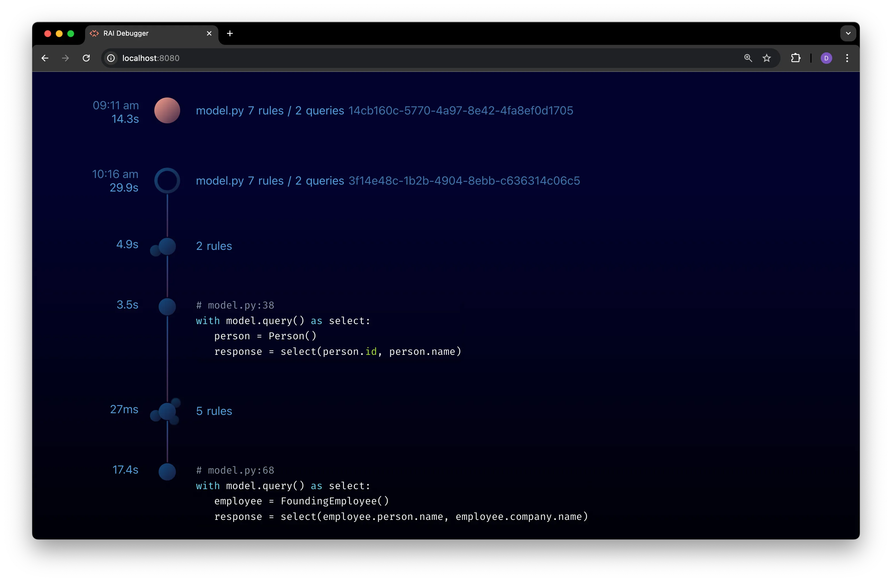 The new program node is not highlighted in orange