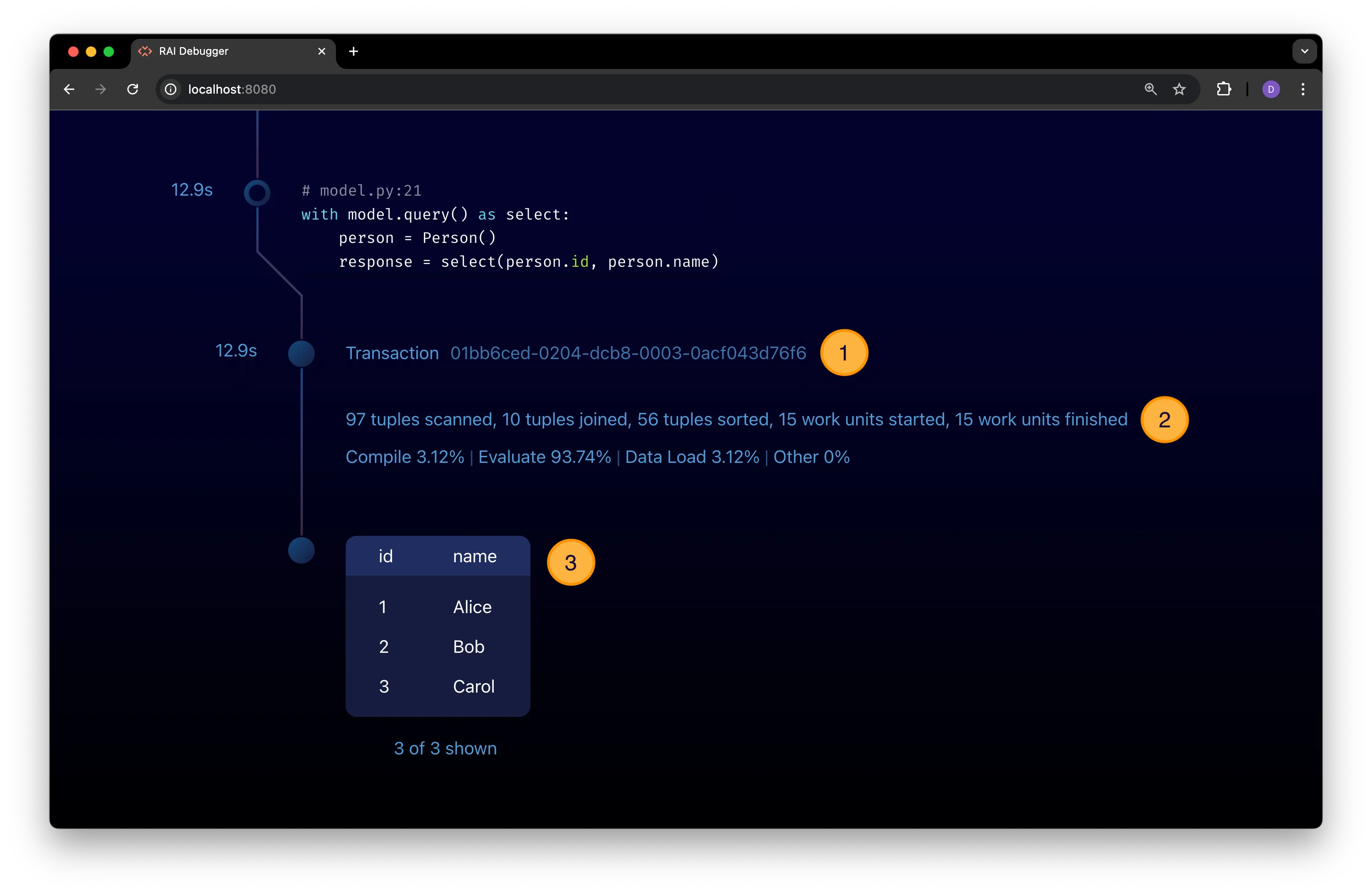 A query node expanded to show details